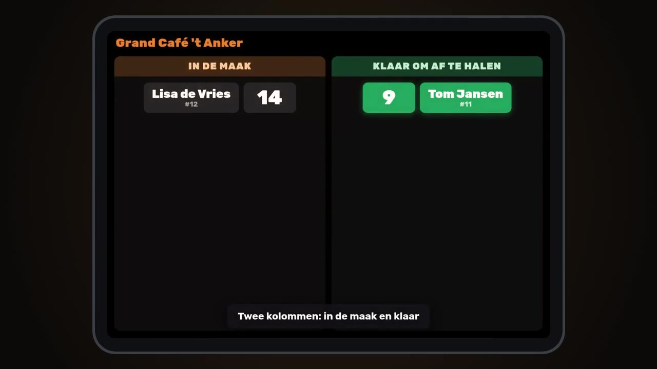 Het afhaalscherm